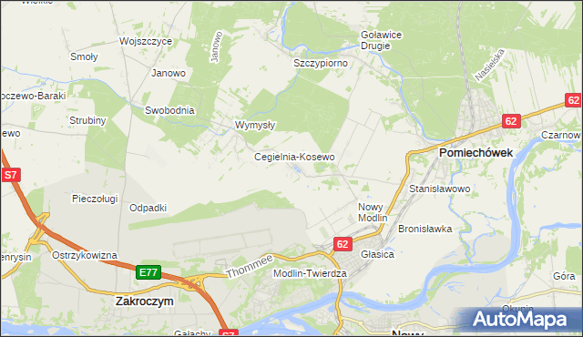 mapa Kosewo gmina Pomiechówek, Kosewo gmina Pomiechówek na mapie Targeo