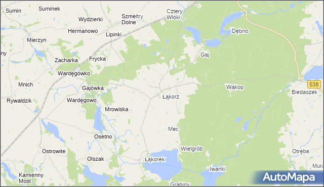 mapa Łąkorz, Łąkorz na mapie Targeo