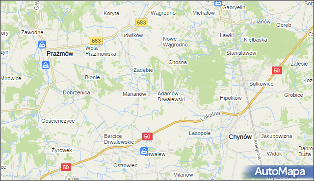 mapa Adamów Drwalewski, Adamów Drwalewski na mapie Targeo