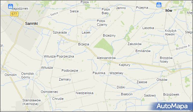 mapa Aleksandrów gmina Iłów, Aleksandrów gmina Iłów na mapie Targeo