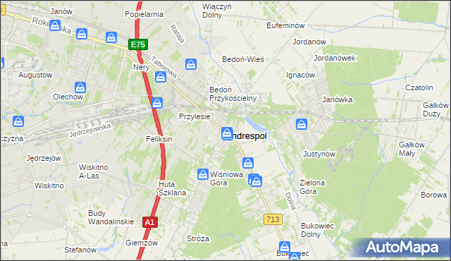 mapa Andrespol, Andrespol na mapie Targeo