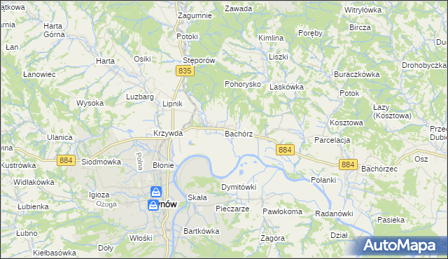 mapa Bachórz gmina Dynów, Bachórz gmina Dynów na mapie Targeo
