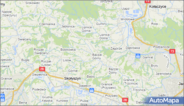 mapa Bączal Górny, Bączal Górny na mapie Targeo