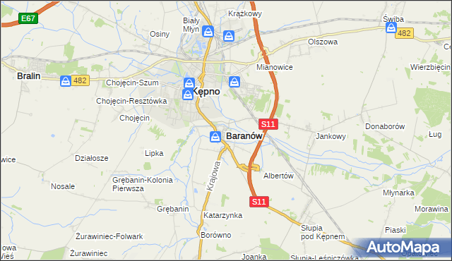 mapa Baranów powiat kępiński, Baranów powiat kępiński na mapie Targeo