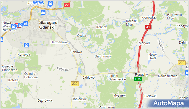 mapa Barchnowy, Barchnowy na mapie Targeo