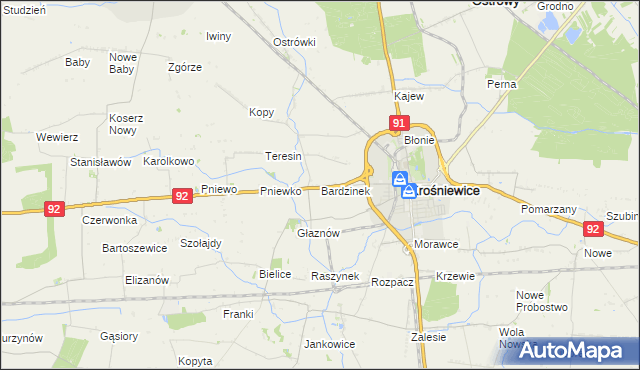 mapa Bardzinek, Bardzinek na mapie Targeo