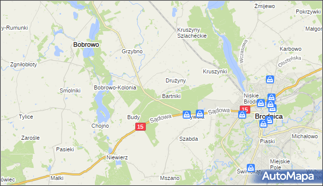 mapa Bartniki gmina Brodnica, Bartniki gmina Brodnica na mapie Targeo