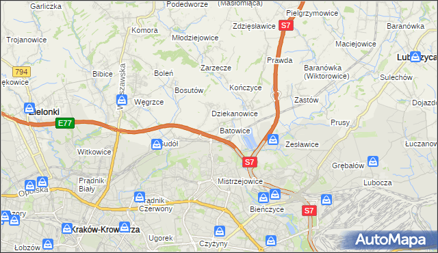 mapa Batowice, Batowice na mapie Targeo