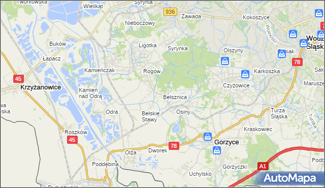 mapa Bełsznica, Bełsznica na mapie Targeo