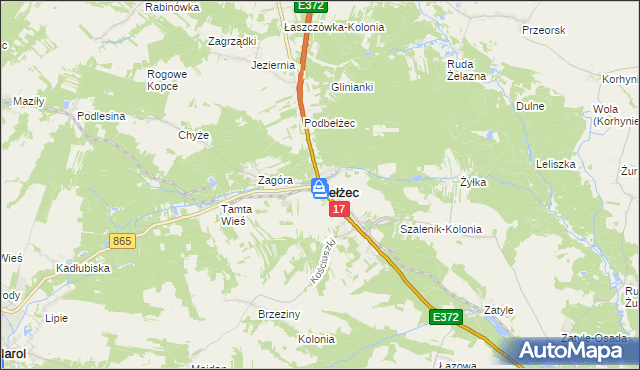 mapa Bełżec, Bełżec na mapie Targeo