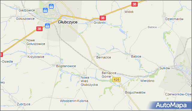mapa Bernacice, Bernacice na mapie Targeo