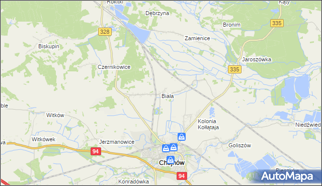 mapa Biała gmina Chojnów, Biała gmina Chojnów na mapie Targeo