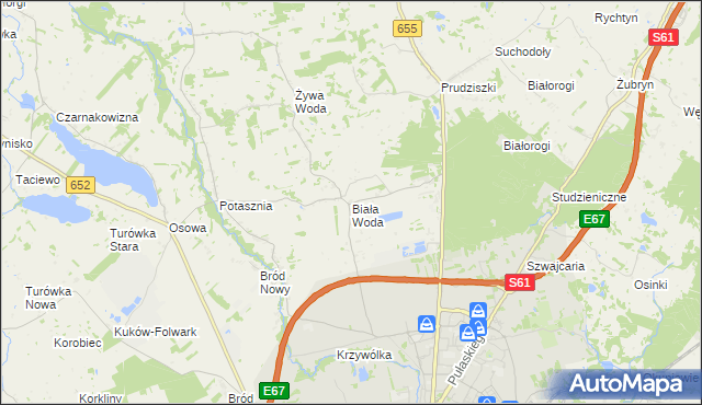 mapa Biała Woda gmina Suwałki, Biała Woda gmina Suwałki na mapie Targeo