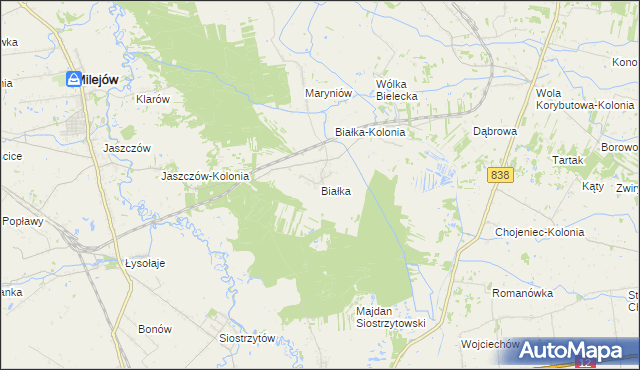 mapa Białka gmina Milejów, Białka gmina Milejów na mapie Targeo