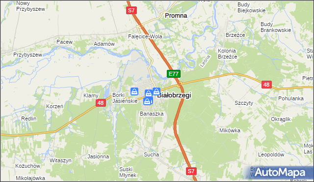 mapa Białobrzegi, Białobrzegi na mapie Targeo