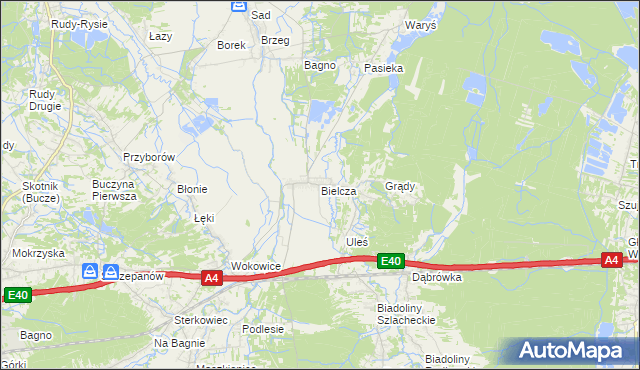 mapa Bielcza, Bielcza na mapie Targeo