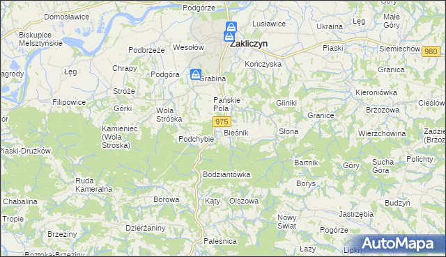 mapa Bieśnik gmina Zakliczyn, Bieśnik gmina Zakliczyn na mapie Targeo