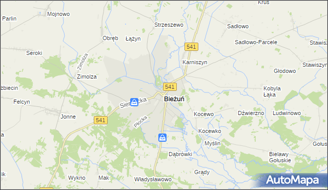 mapa Bieżuń, Bieżuń na mapie Targeo