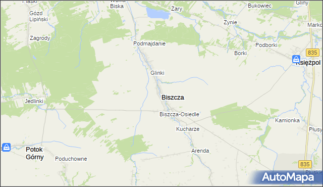 mapa Biszcza, Biszcza na mapie Targeo