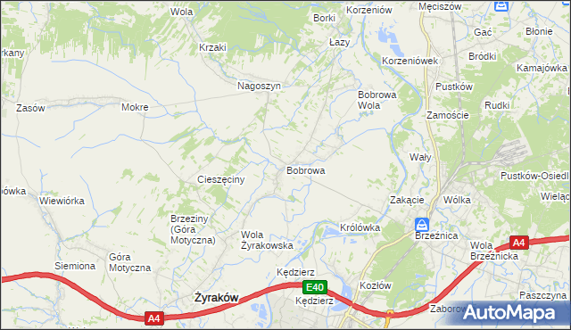 mapa Bobrowa gmina Żyraków, Bobrowa gmina Żyraków na mapie Targeo