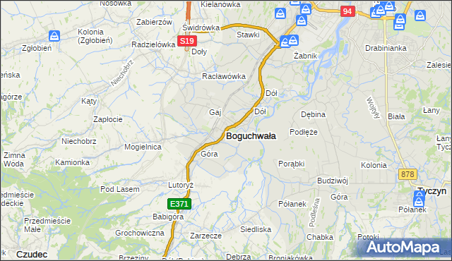 mapa Boguchwała powiat rzeszowski, Boguchwała powiat rzeszowski na mapie Targeo