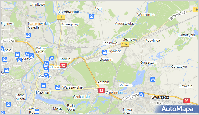 mapa Bogucin gmina Swarzędz, Bogucin gmina Swarzędz na mapie Targeo