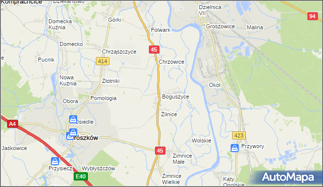 mapa Boguszyce gmina Prószków, Boguszyce gmina Prószków na mapie Targeo