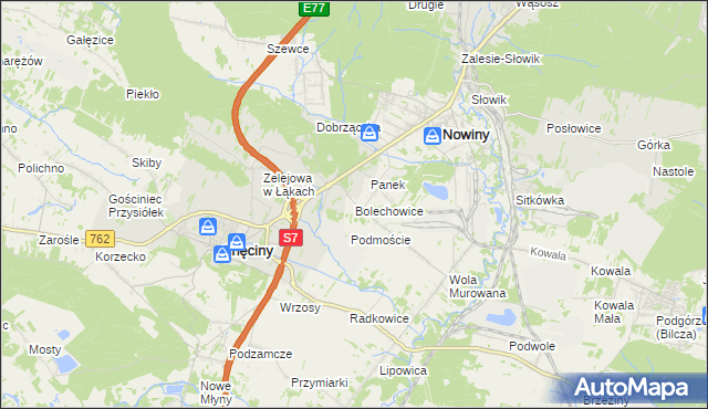 mapa Bolechowice gmina Sitkówka-Nowiny, Bolechowice gmina Sitkówka-Nowiny na mapie Targeo