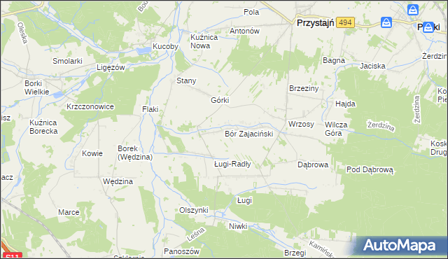 mapa Bór Zajaciński, Bór Zajaciński na mapie Targeo