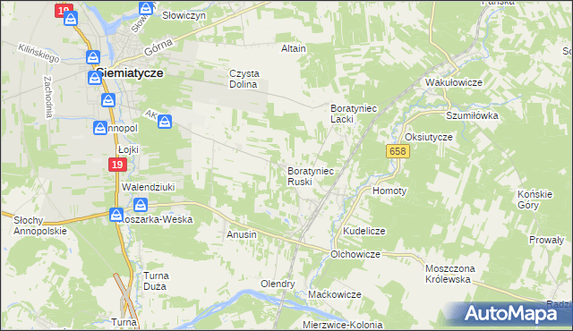 mapa Boratyniec Ruski, Boratyniec Ruski na mapie Targeo