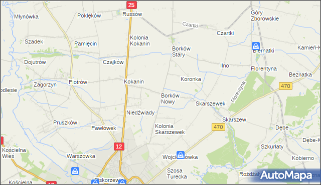 mapa Borków Nowy, Borków Nowy na mapie Targeo