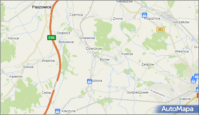 mapa Borów gmina Dobromierz, Borów gmina Dobromierz na mapie Targeo