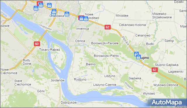 mapa Borowiczki-Pieńki, Borowiczki-Pieńki na mapie Targeo