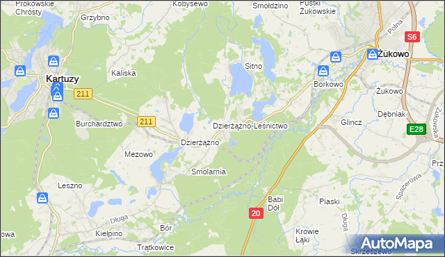 mapa Borowo gmina Kartuzy, Borowo gmina Kartuzy na mapie Targeo