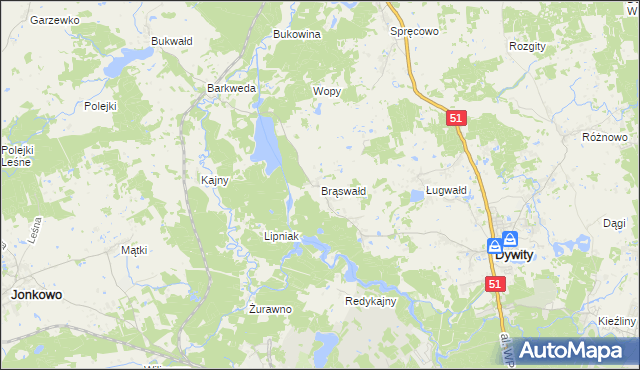 mapa Brąswałd, Brąswałd na mapie Targeo