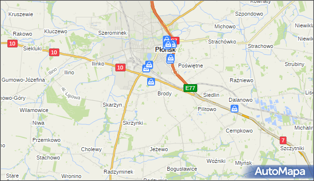 mapa Brody gmina Płońsk, Brody gmina Płońsk na mapie Targeo