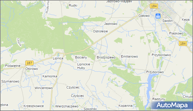 mapa Brodziszewo, Brodziszewo na mapie Targeo