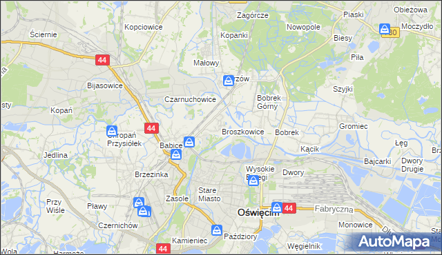 mapa Broszkowice, Broszkowice na mapie Targeo