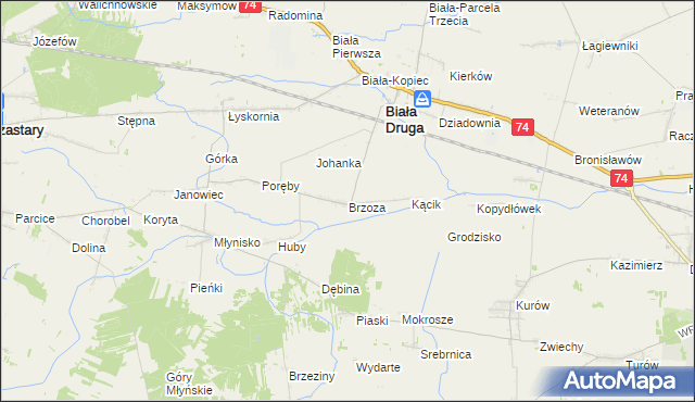 mapa Brzoza gmina Biała, Brzoza gmina Biała na mapie Targeo