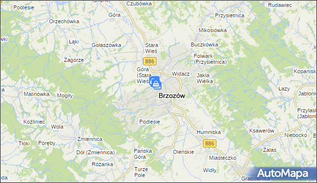 mapa Brzozów, Brzozów na mapie Targeo