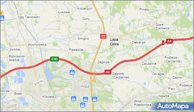 mapa Brzozówka gmina Lisia Góra, Brzozówka gmina Lisia Góra na mapie Targeo