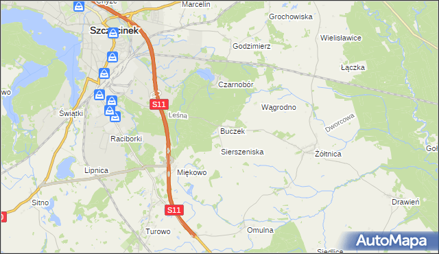 mapa Buczek gmina Szczecinek, Buczek gmina Szczecinek na mapie Targeo