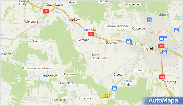 mapa Budy Słodkowskie, Budy Słodkowskie na mapie Targeo