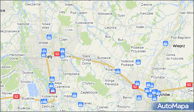mapa Bulowice, Bulowice na mapie Targeo