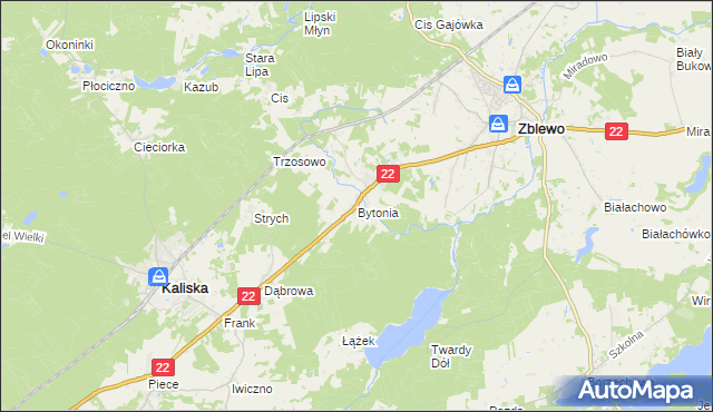 mapa Bytonia, Bytonia na mapie Targeo