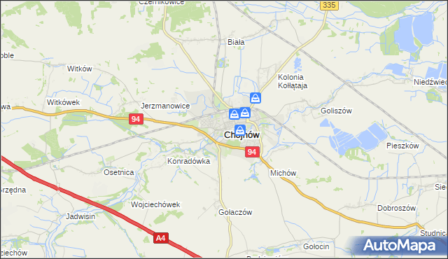 mapa Chojnów powiat legnicki, Chojnów powiat legnicki na mapie Targeo