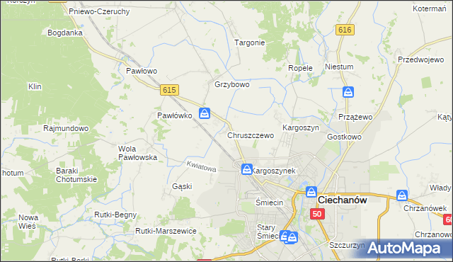 mapa Chruszczewo, Chruszczewo na mapie Targeo