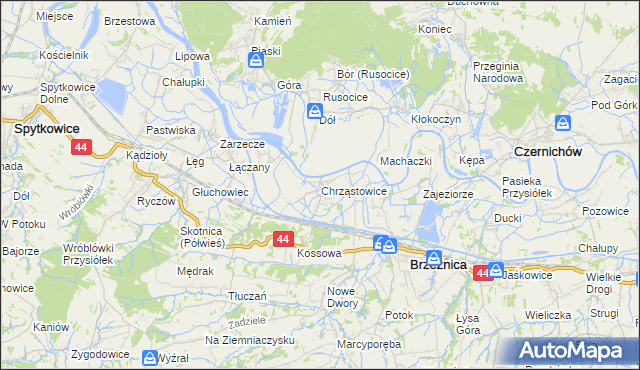 mapa Chrząstowice gmina Brzeźnica, Chrząstowice gmina Brzeźnica na mapie Targeo