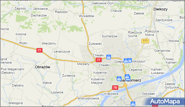 mapa Chwałki gmina Obrazów, Chwałki gmina Obrazów na mapie Targeo