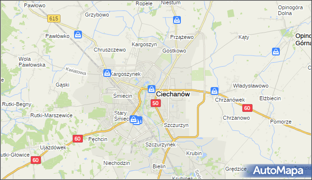 mapa Ciechanów, Ciechanów na mapie Targeo